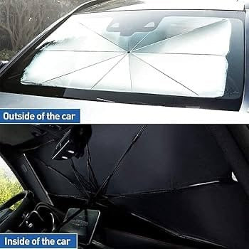 Premium Car Windshield Sun Shade Umbrella – Foldable Auto Front Window UV Reflector Blockout Shield