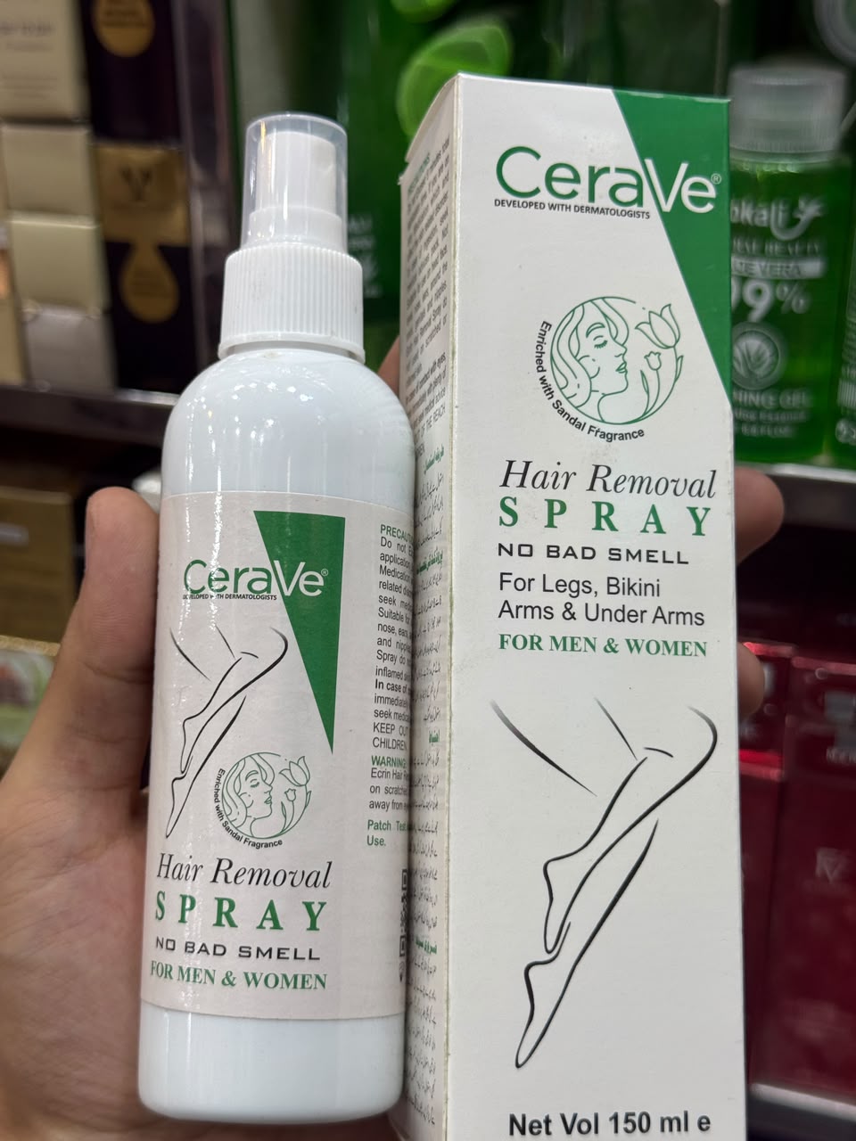 Green CeraVe Hair Removal Spray – Gentle Body Hair Eliminator (150ML)