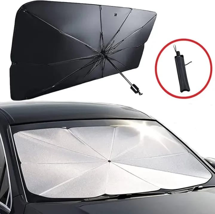 Premium Car Windshield Sun Shade Umbrella – Foldable Auto Front Window UV Reflector Blockout Shield
