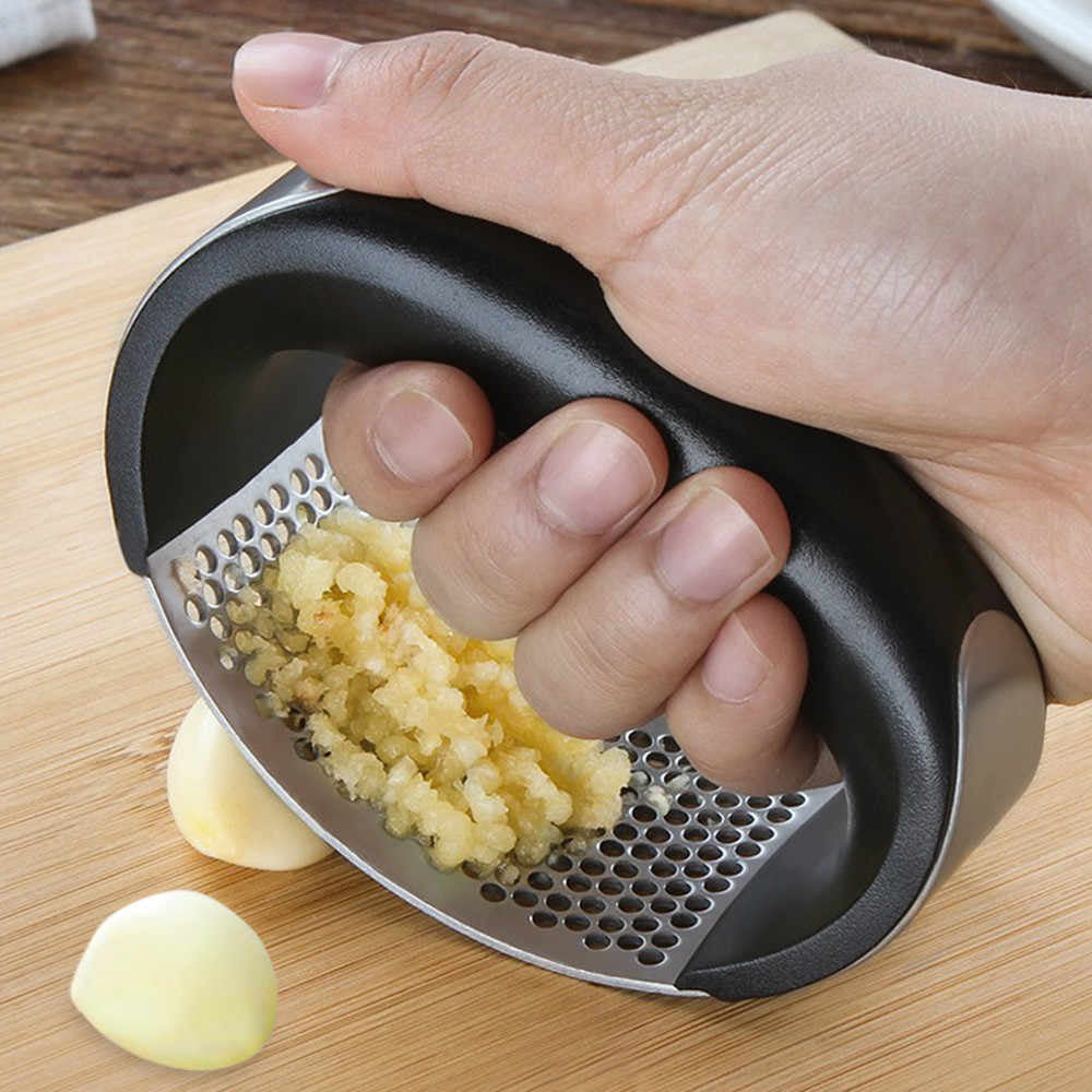 Manual Stainless Steel Garlic Press & Ginger Mincer – Handheld Garlic Crusher (Random Color